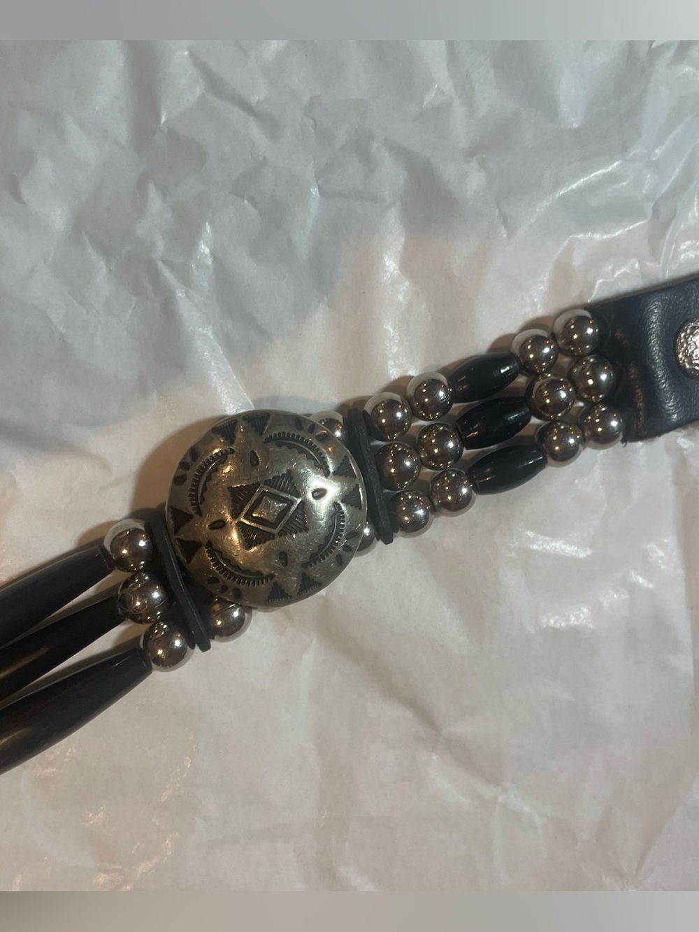 Vintage Native American Buffalo Bone Belt - Picture 4 of 4